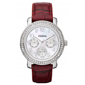 Uhrenarmband Fossil ES2981 Leder Rot 18mm